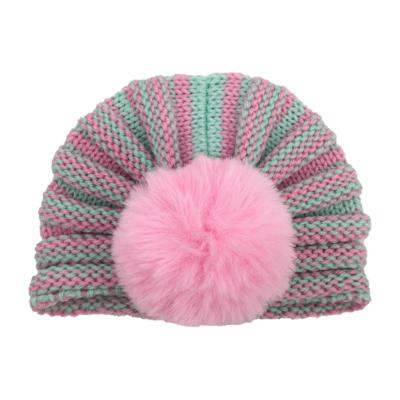 China Checked Outdoor Women's Winter Hat Knitted Warm Wool Scarf Thick Windproof Women Pom Pom Hat Scarf Set For for sale