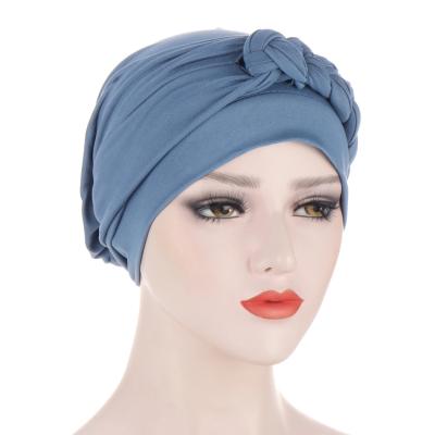 China Milk Silk Striped Indian Head Hijab Braid Simple Monochrome Muslim Scarf for sale