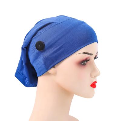 China European and American style ladies casual scarf with button headwear hat scarf inner hat muslim hat for sale