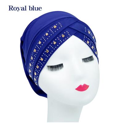 China Muslim border Hijab, women's milk silk, hot drill, fashion bandage, nightcap, European and American style new chemotherapy cap for sale