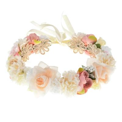 China European and American Style Eralove Flower Crown Headband for Women Bridal Floral Headpiece Girls Boho Halo Flower Hair Garland for Maternity Photo for sale