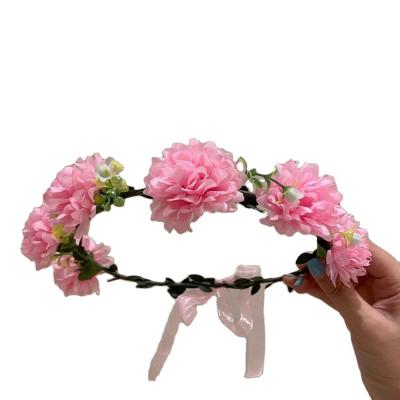 China Hot Selling Faux Stone Hair Accessories Decoration Marigold Wreath Artificial Wreath Garland Flower Wreath for sale