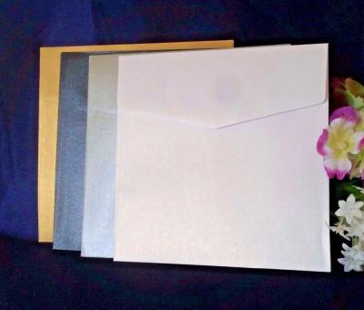 China Ivory Gift Envelope Pearl Cream DIY Pocket Fold Wedding Invitation Cards With Envelope Invites for sale