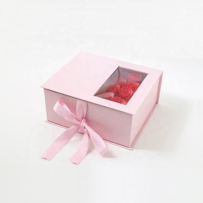 China Handmade Luxury Nice Printing Pink Flower Custom Wedding Box , Cardboard Flower Packaging Box for sale