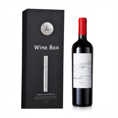 China Handmade Luxury Black Cardboard Paper Red Wine Packaging , Magnetic Wine Box Packaging for sale