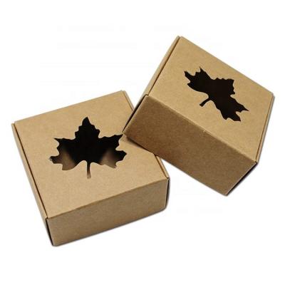 China Recyclable Wholesale Custom Leaf Shape Hollow Brown Kraft Paper Packaging Boxes For Gifts for sale