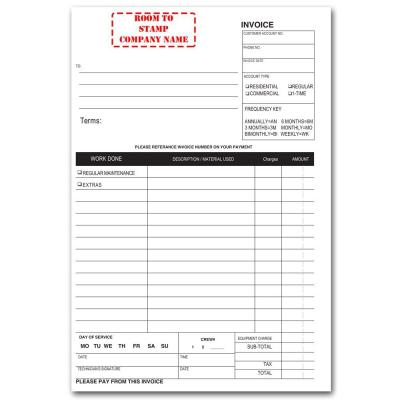 China Heiderberg Design Custom Landscape Maintenance Invoice Printing for sale