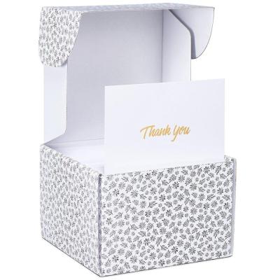 China Europe 100Thank You Gold Text Black Paper Simple Elegant Card And Envelope Black Gold for sale