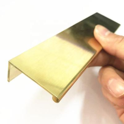 China High Quality Cabinet G0022 Aluminum Alloy Gold Profile Edge Handle Brass Material Kitchen Cabinet Finish for sale