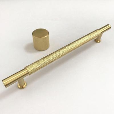 China D1200A Luxury High Quality Cabinet Furniture Kitchen Cabinet Drawer 160mm Brass Gold Knurling Handle Pull And Round Knob for sale