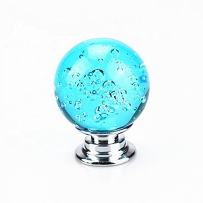 China Wholesale Europea Fashion Crystal Glass Bubble Ball Aluminum Alloy Cabinet Furniture Handle Knob For Cabinet Drawer Wardrobe for sale