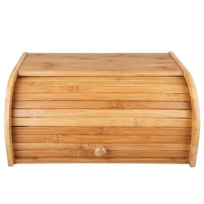 China Sustainable Bamboo Bread Box Vintage Rolltop Bread Rack Large Capacity Bread Storage for sale