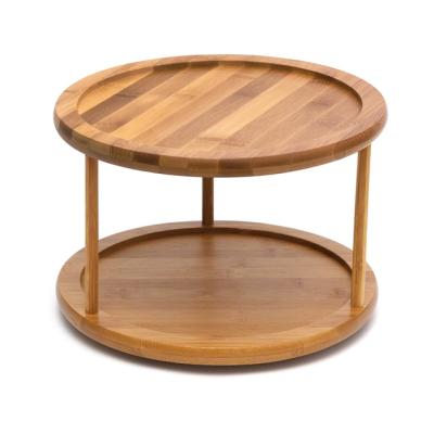 China Sustainable Bamboo Wooden 2-Tier Cake And Dessert Pedestal Display Stand for sale