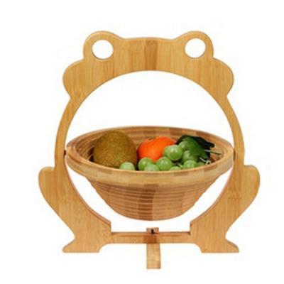 China Sustainable Natural Bamboo Frog Shape Collapsible Folding Fruit Basket for sale