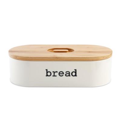 China Sustainable Bamboo Bread Box For Kitchen Countertop Vintage Bread Bin With Bamboo Lid for sale