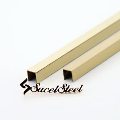 China Modern SS 304 Blue Color Customized Gold Mirror Hairline Polished Stainless Steel U Shape Tile Patch Panel for sale