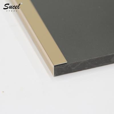 China Modern Cheap Price 304 Titanium Gold SUCEL Black Color Polished Outside Stainless Steel Tile L Shaped Corner Trim for sale