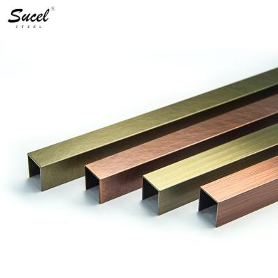 China Low Price Modern Copper SUCEL U Channel Stainless Steel Decoration Edging Tile Trim Ceramic Brass Coated Ceiling Trim for sale