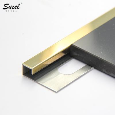 China SUCEL Building Interior Decoration Customized Flexible Tile Edge Trim Q Shape Profile Tile Trim Stainless Steel Tile Corner Punch Trim With Holes for sale