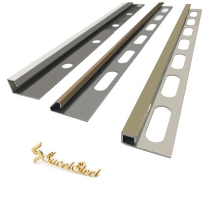 China Building Punch Border SUCEL Interior Decor Gold Flexible Metal Edge Profiles Listello Profiles With Holes Ceram Stainless Steel Carpet Tile Trim for sale