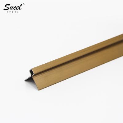 China SUCEL Tile Decoration Profile Flat Bar Strip Modern Green Brass Stainless Steel Gold Edge Tile Corner Interior for sale