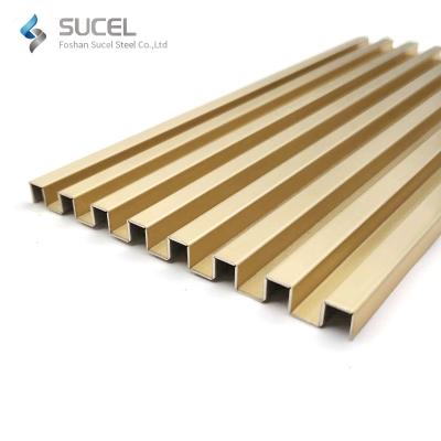 China 10Mm Rose Gold Pvd Color Coated Modern Decorative Polished Stainless Steel Tile Edge Junction Panel for sale