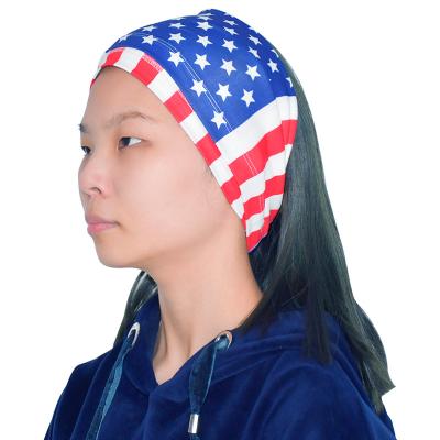 China Polyester 2022 High Quality USA Flag Design Face Scarf Printing Silk Head Scarf for sale