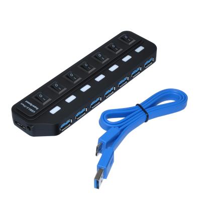 China Suitable for E-SUN USB3.0 mouse HUB 7 ports splitter HUB with on/off switch hub fast speed 5Gbps for laptop notebook for sale