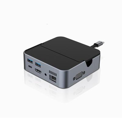 China Mobile Devices .desk Computer E-Sun USB C HUB, 9 in 1 Type C USB C Hub Docking Adapter with 4K UHD, VGA and RJ45 for Phone for sale