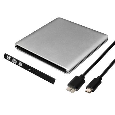 China SATA 9.5mm External Aluminum CD DVD RW Optical Drive DVD Drive Case USB 3.0 Type-C Slot for sale