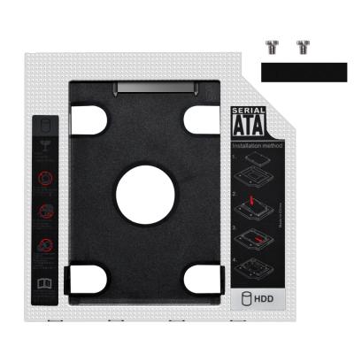 China Second 2nd HDD Cart 9.5mm Aluminum Hard Drive Case 12.7mm SATA Enclosure Frame For Laptop for sale