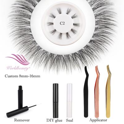 China Worldbeauty Softer 2022 New Unique Bunch Lashes With 3D Effect Custom Private Label Box Super Fine Strip DIY Lick Extensions for sale