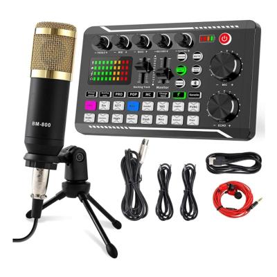 China Live sound card F998 Sound Card BM-800 Microphone Kit With Live Sound Card Audio Mixer Condenser PC Gaming Mic Stand For Streaming Games for sale