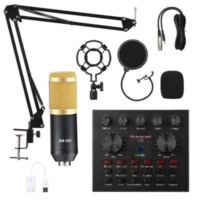 China V8 PORTABLE Wholesale Sound Card Bundle Microphone Package Condenser Studio Bm800 Kit For Webcast Live Studio Singing Recording Broadcasting for sale