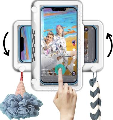 China Adjustable Drop Shipping 360 Rotating Shower Cell Phone Case Waterproof Hands Free Bathroom Shower Cell Phone Holder Wall Mount Anti for sale