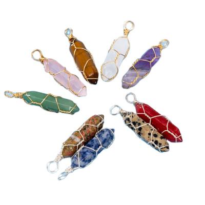 China DIY Jewelry Making Natural Stones Faceted Hexagon Pendants Jewelry Plated Silver Wire Wrapped Necklace Findings for sale