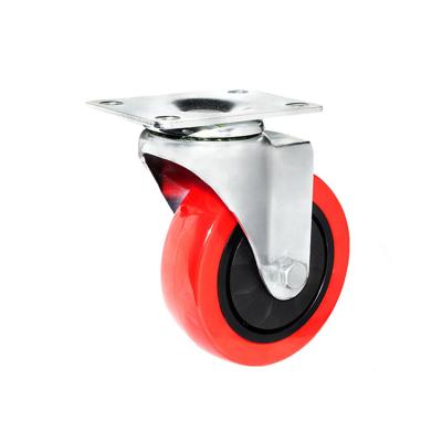 China Contemporary 4 Inch PU Castor Medium Universal Caster Red Flying PU Caster Maker New jdb2 for sale