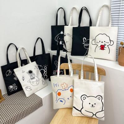 China Japanese Cartoon Student Factory Direct Large Capacity Cute Canvas Cheap Shopping Bags Reusable Handled Handbag for sale