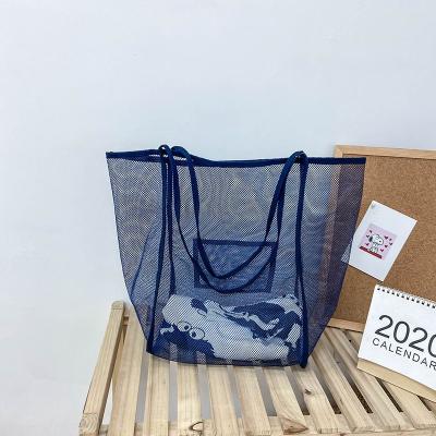 China Rope Handle Fashion Women Mesh Bag Large Capacity Beach Shopping Custom Shoulder Bags for sale