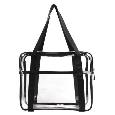 China Custom Logo Large Capacity Transparent Women Men Women Tote Travel Rope Handle PVC Wash Waterproof Cosmetic Bags for sale