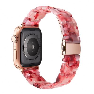 China Hot Luxury Resin Metal Amazon Bel Watchbands Fashion Floral Watch Bands For iWatch 45/44/42/40/41/38MM for sale