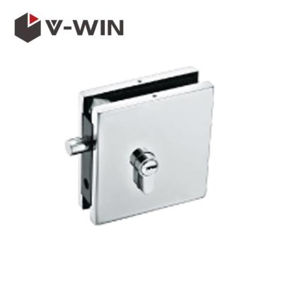 China Modern square lock patch fitting for frameless glass door for sale