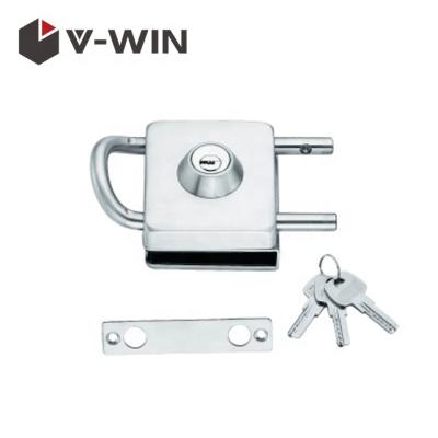 China New Style Single Cylinder Key Stainless Steel Frameless Glass Door Lock for sale