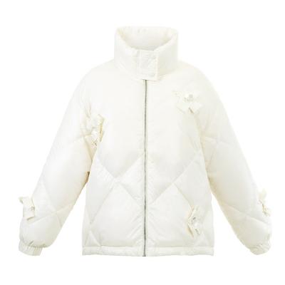 China Feng Feng Wang Women's Minimalist Girl's Designer Bowknot Female Down Jacket Winter Cute Medium Style Women's Anorak for sale