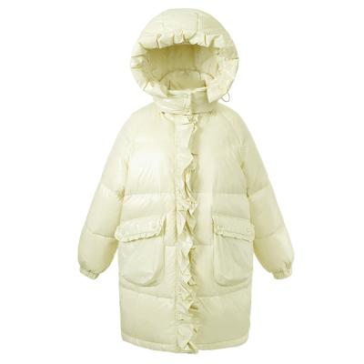 China Feng Feng Wang Women's Minimalist Yellow Designer Long Section Women's Down Jacket Girl Winter Women's Anorak for sale