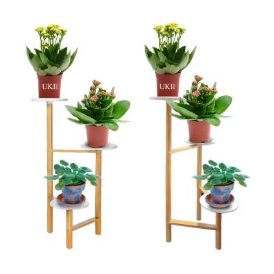 China Modern Natural Bamboo Plant Stand Mid Century Flower Pot Holder Adjustable Plant Pot Not Include for sale