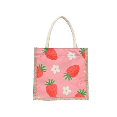 China Trendy Fruit Pineapple Digital Printing Shoulder Bag Large Canvas Beach Bag With Rope Handle for sale