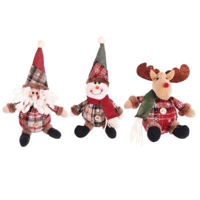 China Cute Hanging Christmas Tree Ornament Santa Snowman Deer Shaped Doll Christamas Home Decor 2021 New Year Merry Christmas Gift Doll for sale