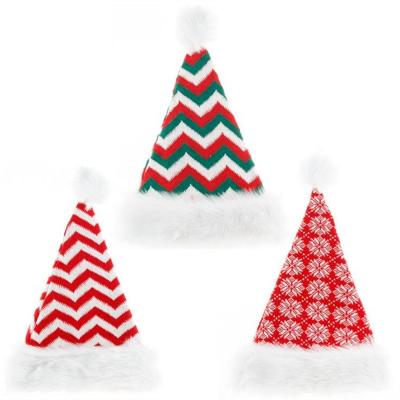 China Christamas Home Decoration Christmas Snowflake Knitted Plush Christmas Hat Adult Christmas Hat for sale