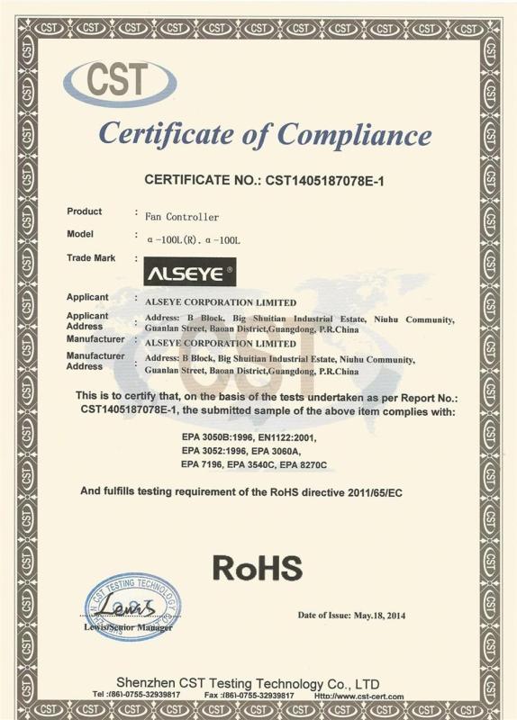 RoHS - Shenzhen Alseye Technology Co., Ltd.